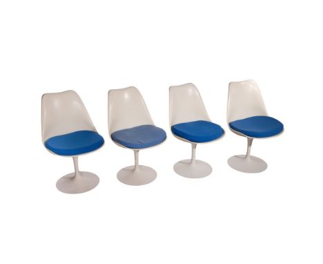 Eero Saarinen for Knoll Tulip Chairs  Including a set of (4) Saarinen for Knoll white Tulip side chairs retaining Knoll label