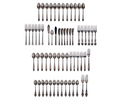 Sterling Silver Flatware Assortment  Including knives, forks, spoons and serving utensils, from makers C. D. Peacock, Hallmar