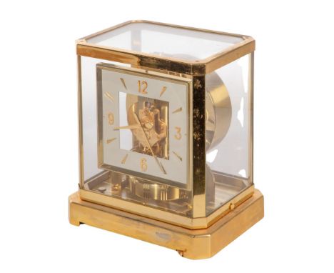 LeCoultre &amp; Cie Perpetual Atmos Mantel Clock  Serial #168707, having an Arabic numeral square white enamel dial, 15-jewel
