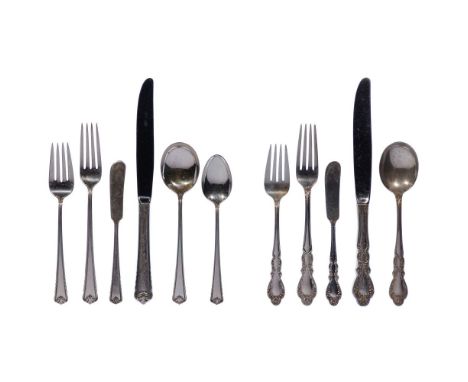 Rogers Sterling Silver Flatware Assortment  (2) partial sets including the Moonbeam pattern having (8) 9.25-inch dinner knive