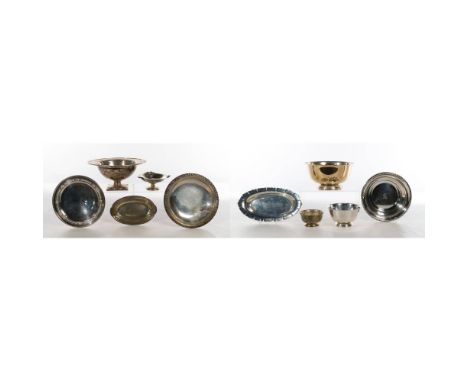 International Sterling Silver Assortment  (10) items including a footed plate, a compote, a footed bowl and (2) non-footed bo