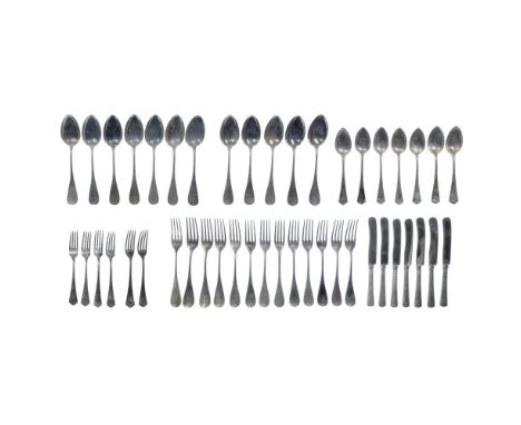 European Silver (800) Flatware Assortment  (45) items including (7) 8.25-inch dinner knives, (13) 8.25-inch dinner forks, (6)