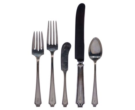 Gorham Sterling Silver Flatware Assortment  (78) pieces including (8) 8.625-inch old French knives, (4) 8.625-inch modern din