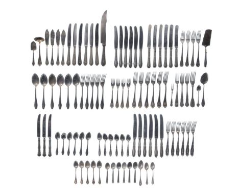 European Silver (800) Flatware Assortment  Over (95) items including dinner knives, forks, spoons and serving pieces  Propert