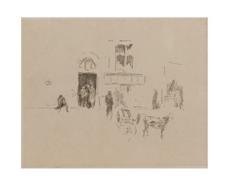James Abbott McNeill Whistler (American, 1834-1903) 'Gaiety Stage Door' Transfer Lithograph  1879-1887, pencil butterfly mono
