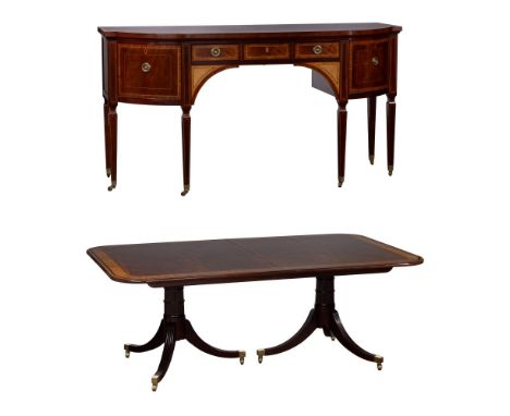 Baker Dining Table and Sideboard  (2) items including a Chippendale style dining table with four leaves (19-inches wide) and 