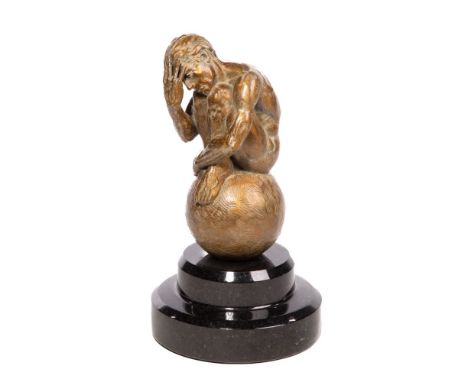 James LaCasse (American, 20th Century) 'Contemplation' Bronze Sculpture  2001, engraved signature, title and date to back of 