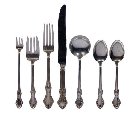 National Silver Princess Elizabeth Sterling Silver Flatware Service  (108) items including (8) 8.875-inch dinner knives, (3) 