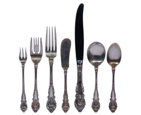 Wallace St. Christopher Sterling Silver Flatware Assortment  (40) items including (2) 9.25-inch knives, (2) 7.375-inch dinner