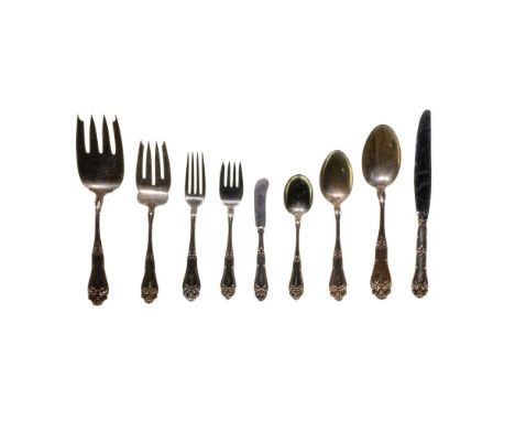 Amston Champlain Sterling Silver Flatware Assortment  (67) items including (23) 8.875-inch dinner knife, (6) 7.625 individual