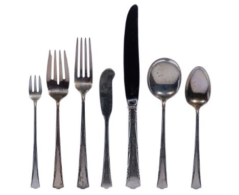 Gorham Greenbrier Sterling Silver Flatware Service  (84) items including (12) 8.875-inch dinner forks, (12) 6.25-inch individ