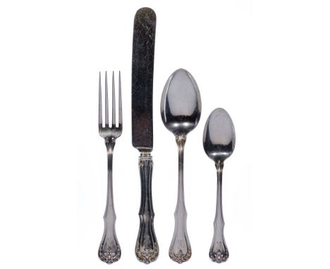 Reed and Barton Devon Sterling Silver Flatware Assortment  (53) items including (12) 9.5-inch knives, (12) 7-inch dinner fork