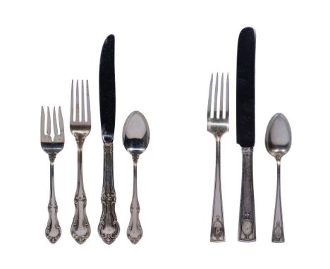 Wallace Sterling Silver Flatware Assortment  (2) partial sets including the Troy pattern having (6) 8.5-inch dinner knives, (