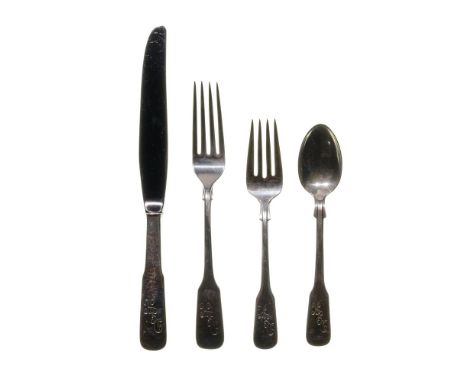 International Sterling Silver Flatware Assortment  (48) items including (12) 9.875-inch dinner knives, (12) 7.25-inch dinner 