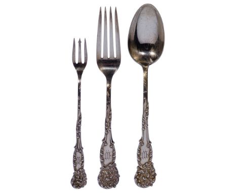 Duhme &amp; Co Sterling Silver Flatware Assortment  Including (12) 7.25-inch forks, (12) 6-inch cocktail forks, (12) 7.5-inch