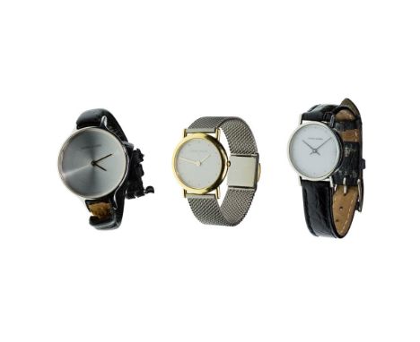 Georg Jensen Wristwatch Assortment  (3) items including design #1346 gold case having stainless steel mesh band (case marked 