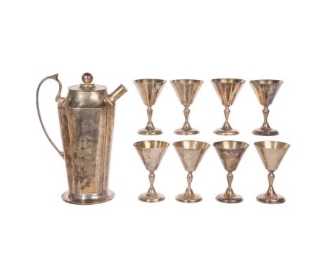 Mexico Feisa Sterling Silver Beverage Set  Including a cocktail pitcher and a set of (8) stemmed cups (most marked 'Feisa / S