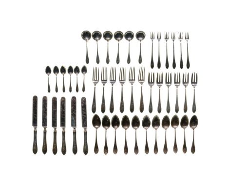 Sterling Silver Flatware Assortment  (47) items including (6) 9-inch dinner knives, (6) 7.125-inch dinner forks, (6) 6.375-in