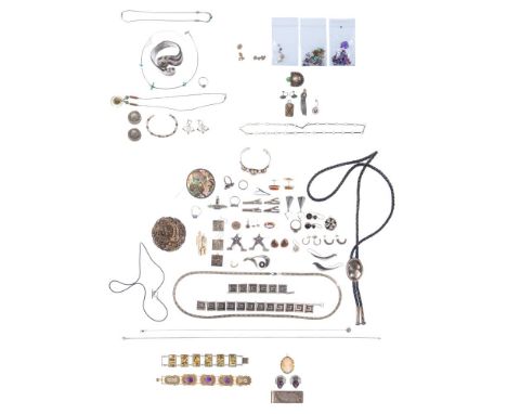 Silver Jewelry and Gemstones  Including silver bracelets, earrings, pins, pendants and necklaces (some marked '950', '925' an