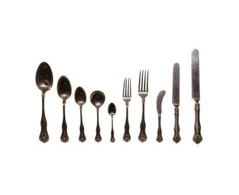 Dominick &amp; Haff Alexandria Sterling Silver Flatware  (116) items including (12) 10-inch dinner knives, (11) 8.625-inch lu