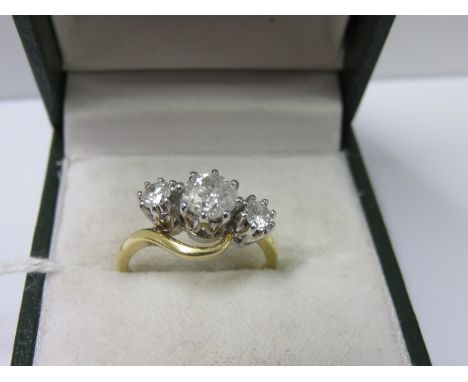3 STONE DIAMOND RING, 18ct gold 3 stone diamond ring, central diamond approx 0.75ct, 1.25ct total diamond weight, size K/L