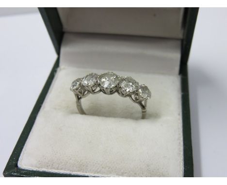 VINTAGE 5 STONE DIAMOND RING, impressive 5 stone diamond ring, 5 well matched old cut stones of good colour and clarity, tota