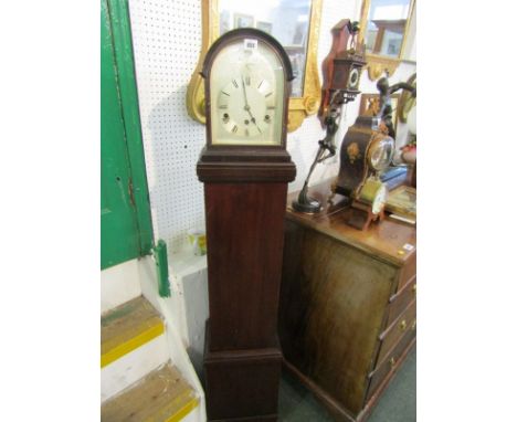 BRACKET CLOCK ON PLINTH STAND, Georgian design silvered domed face bracket clock with bar strike on mahogany plinth casing, 5