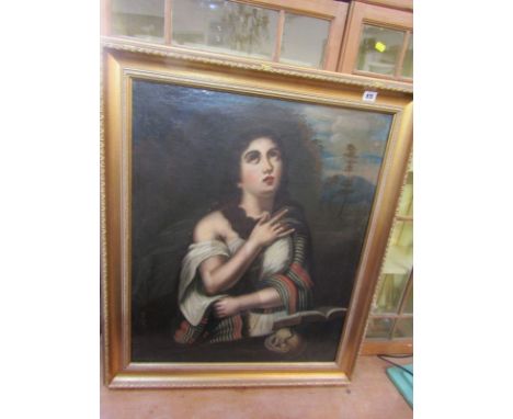 19TH CENTURY COPY OIL, "Portrait Of Young Lady Scholar", 30" x 24" 