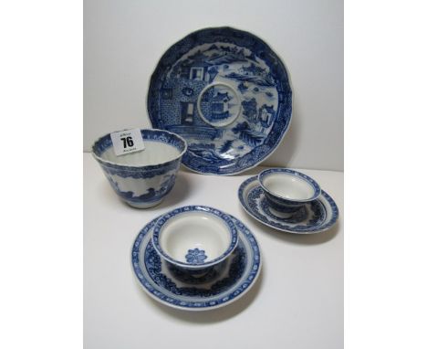 ORIENTAL CERAMICS, a Chinese underglaze blue "Quail" pattern tea bowl with matched saucer, together with pair of similar sake