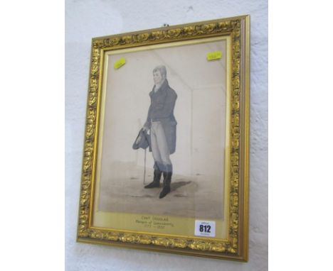 ATTRIBUTED RICHARD DIGHTON, Georgian Watercolour "Portrait Of Charles Douglas, Marquis of Queensbury" 11.5 x 8.5
