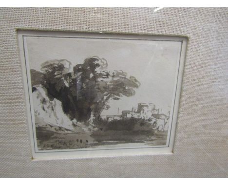 JOHN VARLEY, signed watercolour wash sketch "Landscape", 3.5" x 4.25"