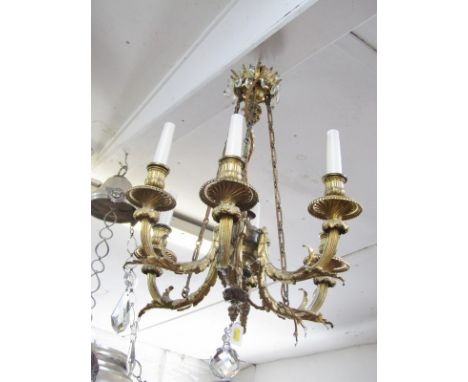 LIGHTING, gilt 6 branch electrolier