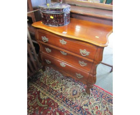 CONTINENTAL DESIGN COMMODE CHEST, a triple drawer chest with ornate brass cast handles & claw feet, 30" Width