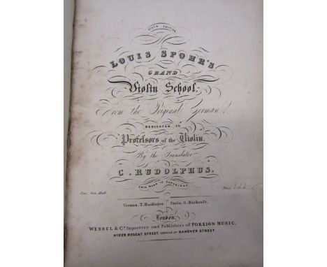 SPOHRS VIOLIN TUTOR, 19th Century Louis Spohrs Grand Violin School 1833, 6th Edition with mottled boards, also Catechism of V