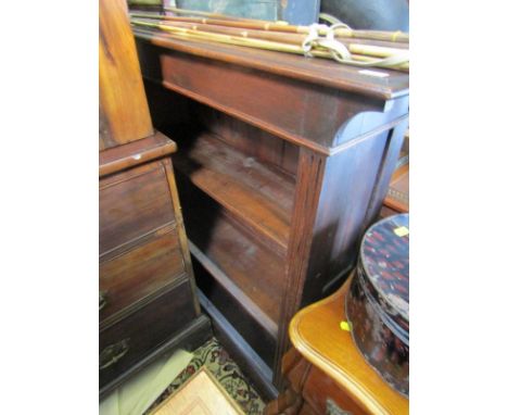 ANTIQUE OAK BOOKCASE, open fronted adjustable shelf plinth bases bookcase, 41.5" Width