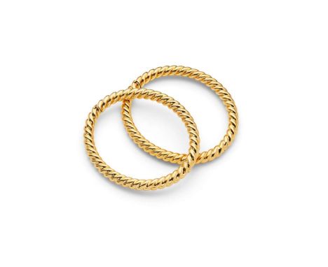  A pair of ropetwist bangles  Each hinged bangle of ropetwist design, to a concealed clasp, inner diameter 6.3cm    