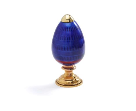  An enamel seal, circa 1910-1930 Formerly owned by Josephine Baker Of bulbous form, decorated throughout with royal blue guil