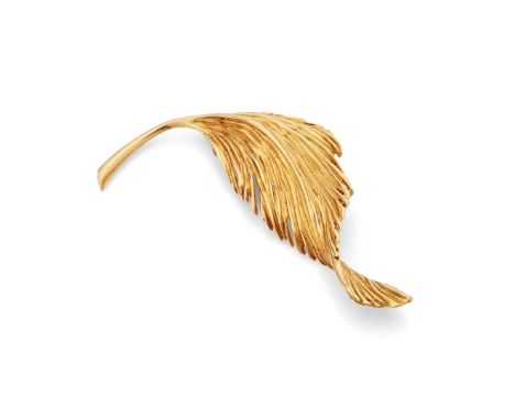  Van Cleef & Arpels: A feather brooch, second half of the 20th century  Of sinuous twisting design, signed VCA, maker's marks