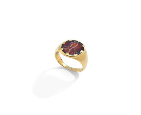 A banded agate intaglio ring, circa 1840, depicting Prince Frederick Duke of York and Albany The circular banded agate, carve