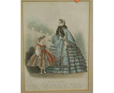 A set of four French tinted fashion prints, entitled Le Modes Parisiennes