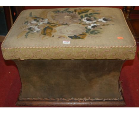 A Berlin beadwork floral tapestry upholstered hinge top stool