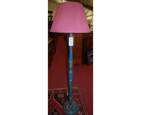 A blue choinoiserie lacquered standard lamp