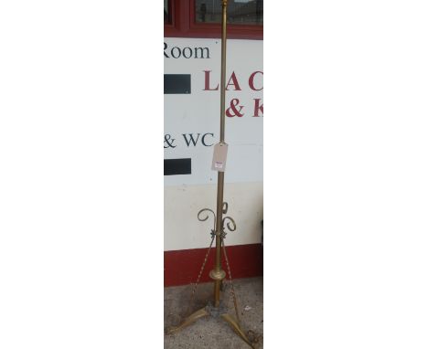 A late Victorian brass and copper standard lamp, of telescopic form