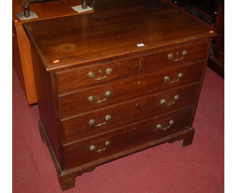 A 19th century oak squarefront chest of two short over three long graduated drawers, on bracket supports, w.90cm 