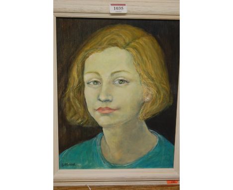 G Stoddart - Head and shoulders portrait of young woman, oil on board, signed lower left, 30 x 23cm