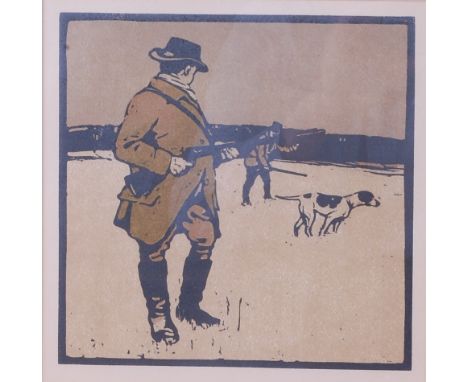 William Nicholson - Shooting, lithograph, 20 x 20cm, taken from 'An Almanac of twelve sports, words by Rudyard Kipling' 1898 