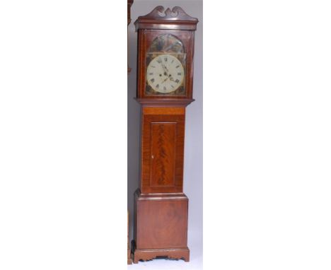 James Blair of Kilwinning early 19th century mahogany longcase clock, the signed and painted arched dial with Roman and Arabi