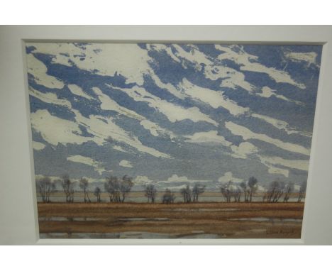 Assorted pictures and prints to include; Lilius August - Desolate landscape watercolour 
