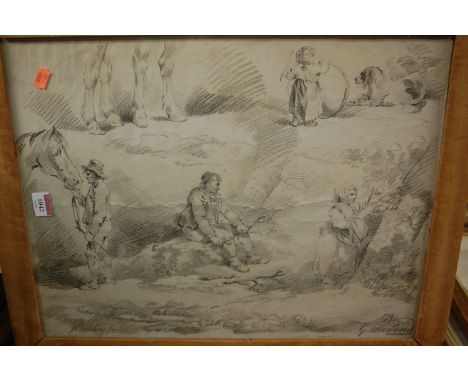 After Lady Beresford - portrait of William Mouson, lithograph; George Morland print etc (4)