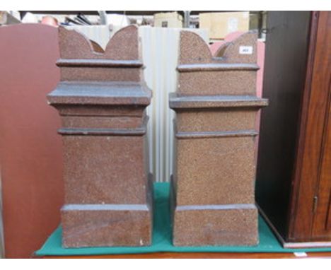 TWO VINTAGE STONEWARE CHIMNEY POTS 